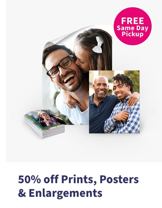 50% off Prints, Posters & Enalrgements
