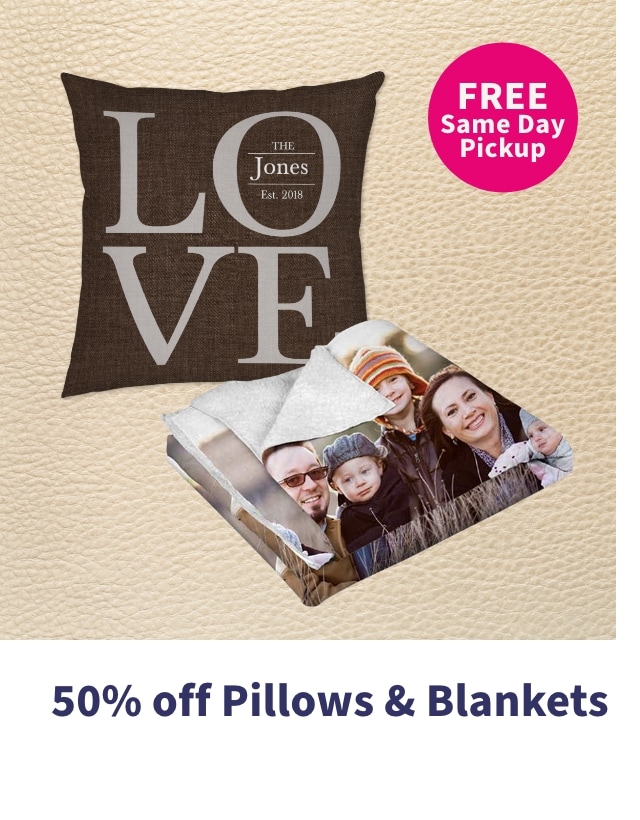 50% off Pillows & Blankets