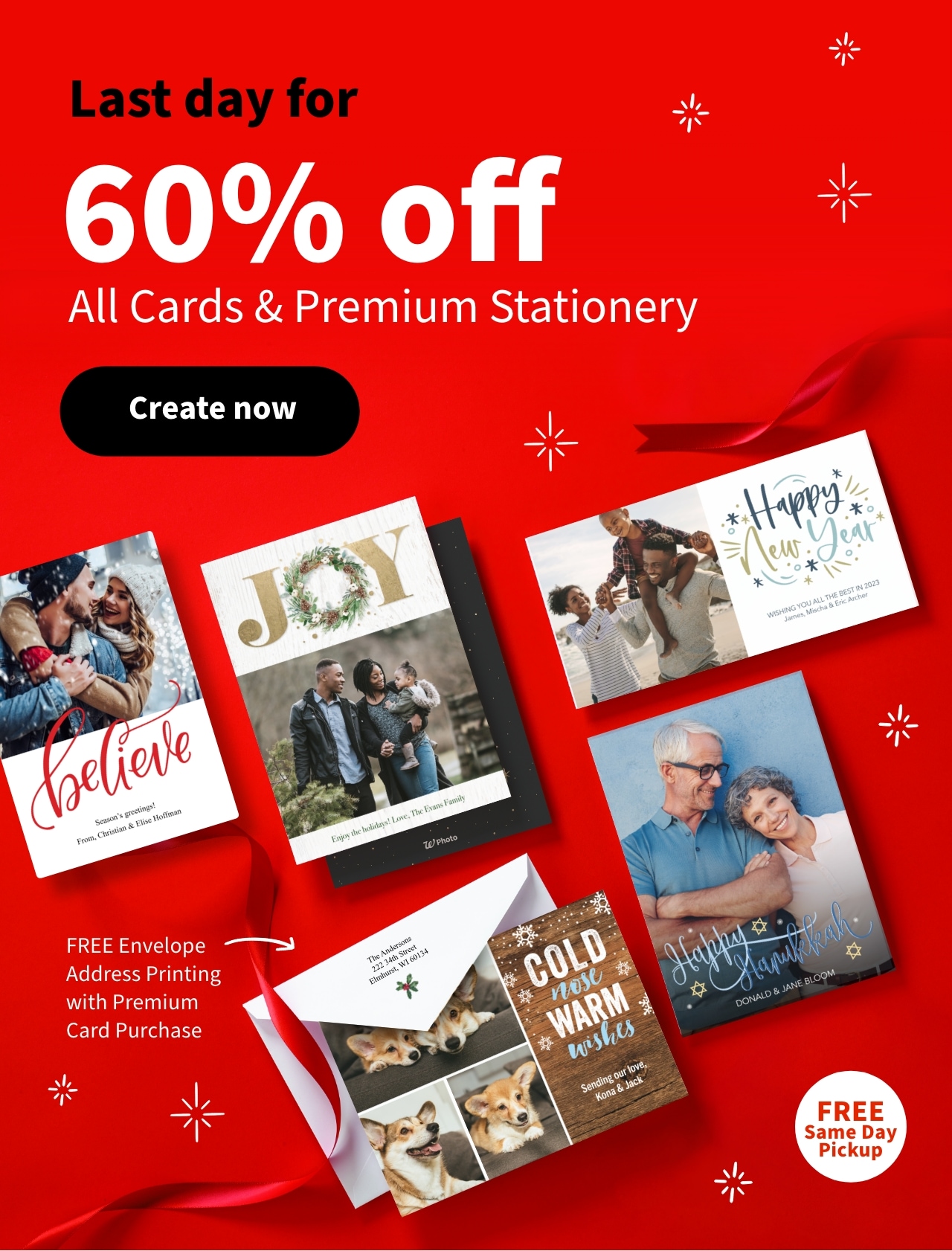 Last Day for 60% off Al Cards & Premium Stationery Create now
