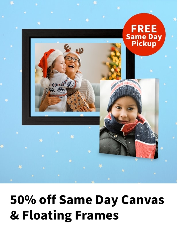 50% Same Day Canvas & Floating Frames