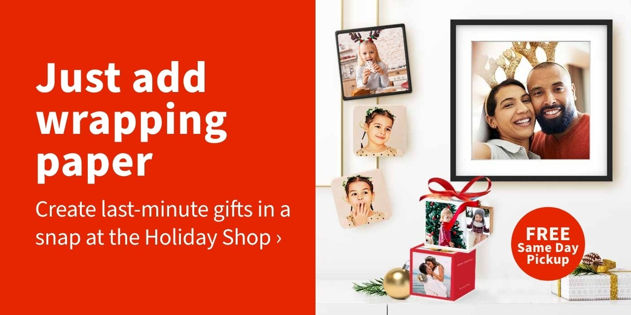 Just add wrapping paper Create last minute gifts I a snap at the holiday shop
