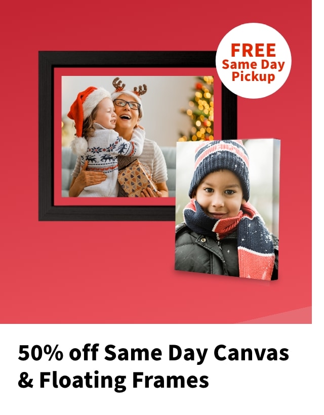 50% off Same Day Canvas & Floating Frames