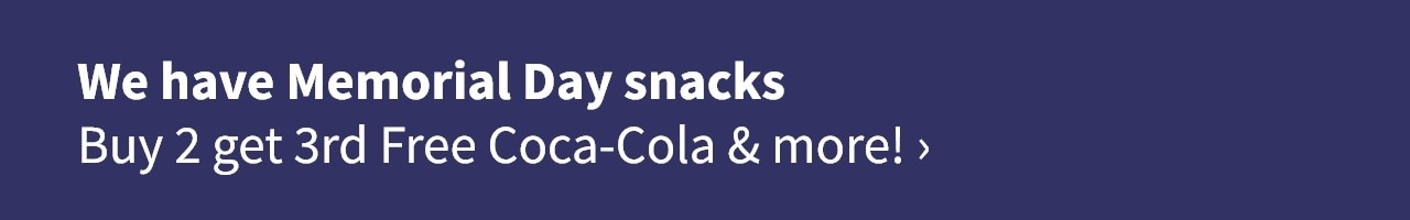 We have memorial day snacks buy 2 get 3rd Free Coca-Cola & more!