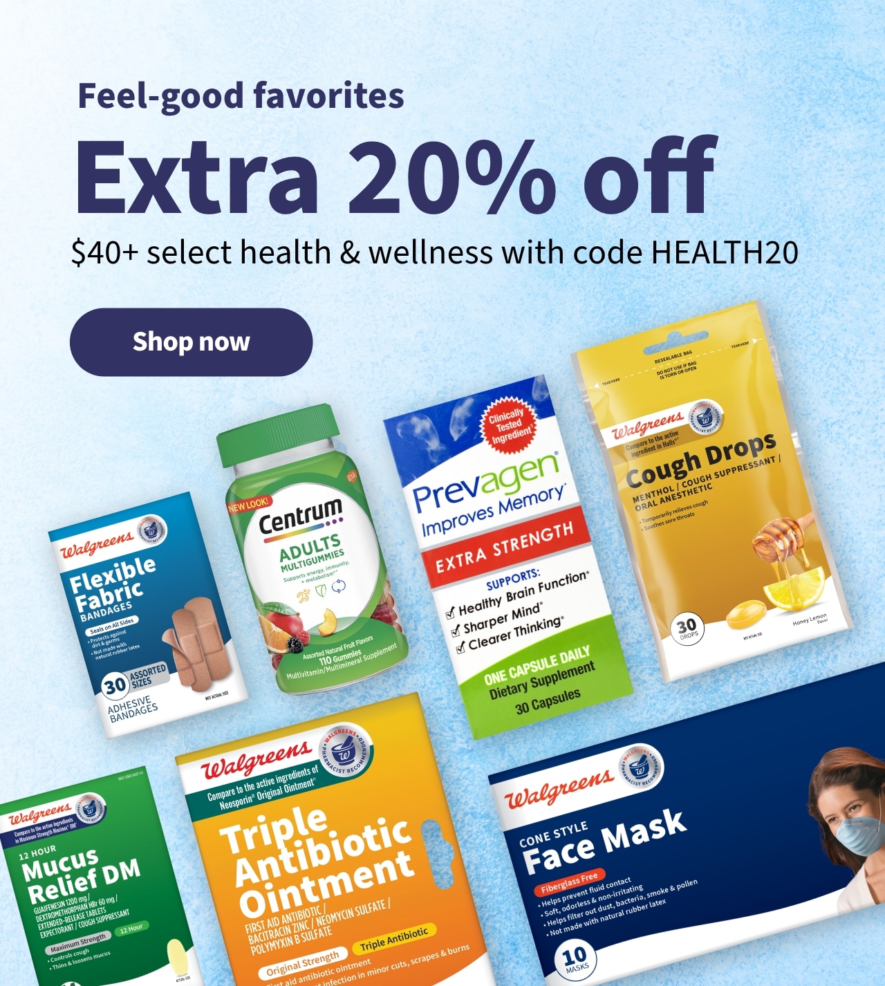 Extra 20% off $40+ select health & wellness with code HEALTH20