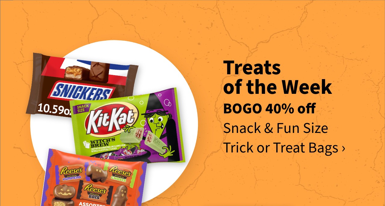 Treats of the Week BOGO Free select trick or treat candy bags