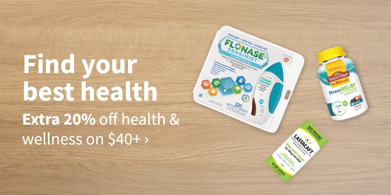 Find your best health. Extra 20% off health & wellness on $40+