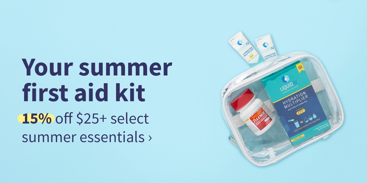 Your summer first aid kit 15% off 25$+ select summer essentials