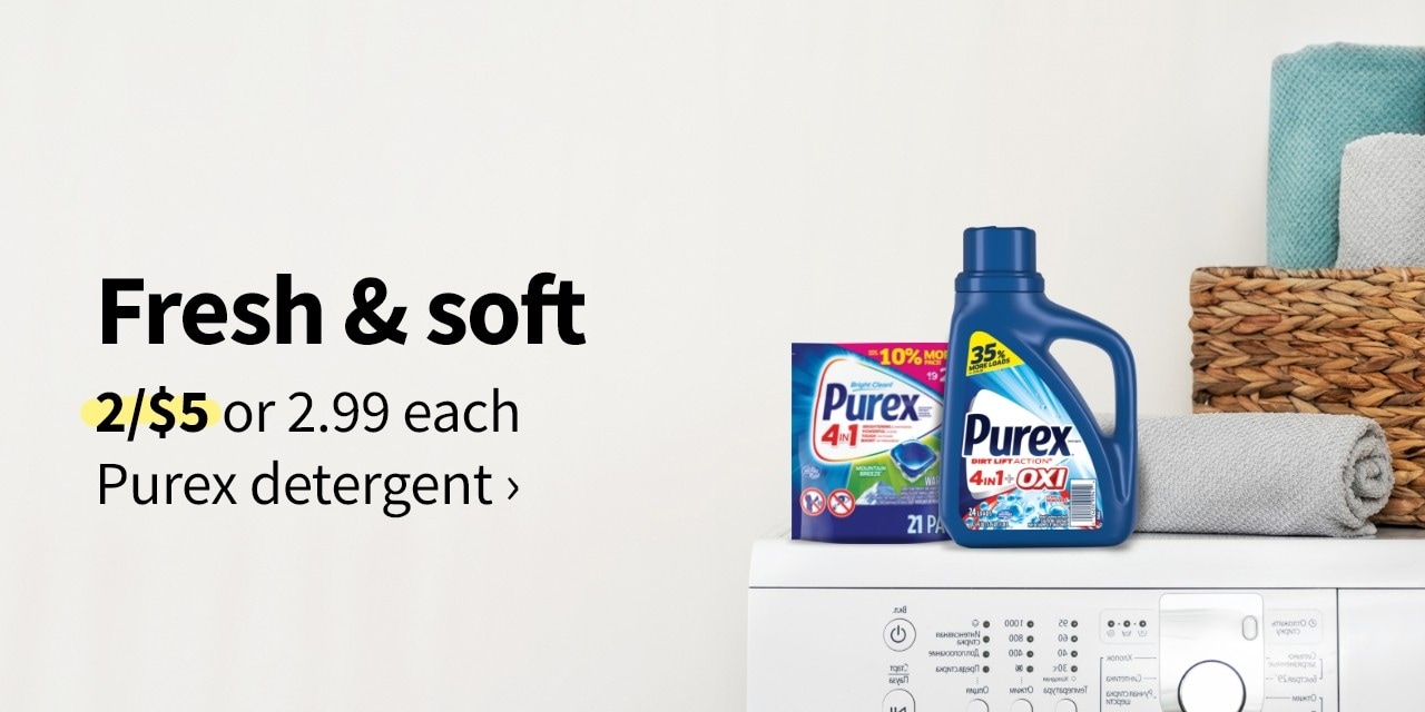2/$5 or $2.99 each Purex detergent