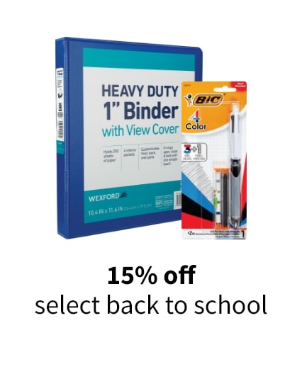 15% off select back to school