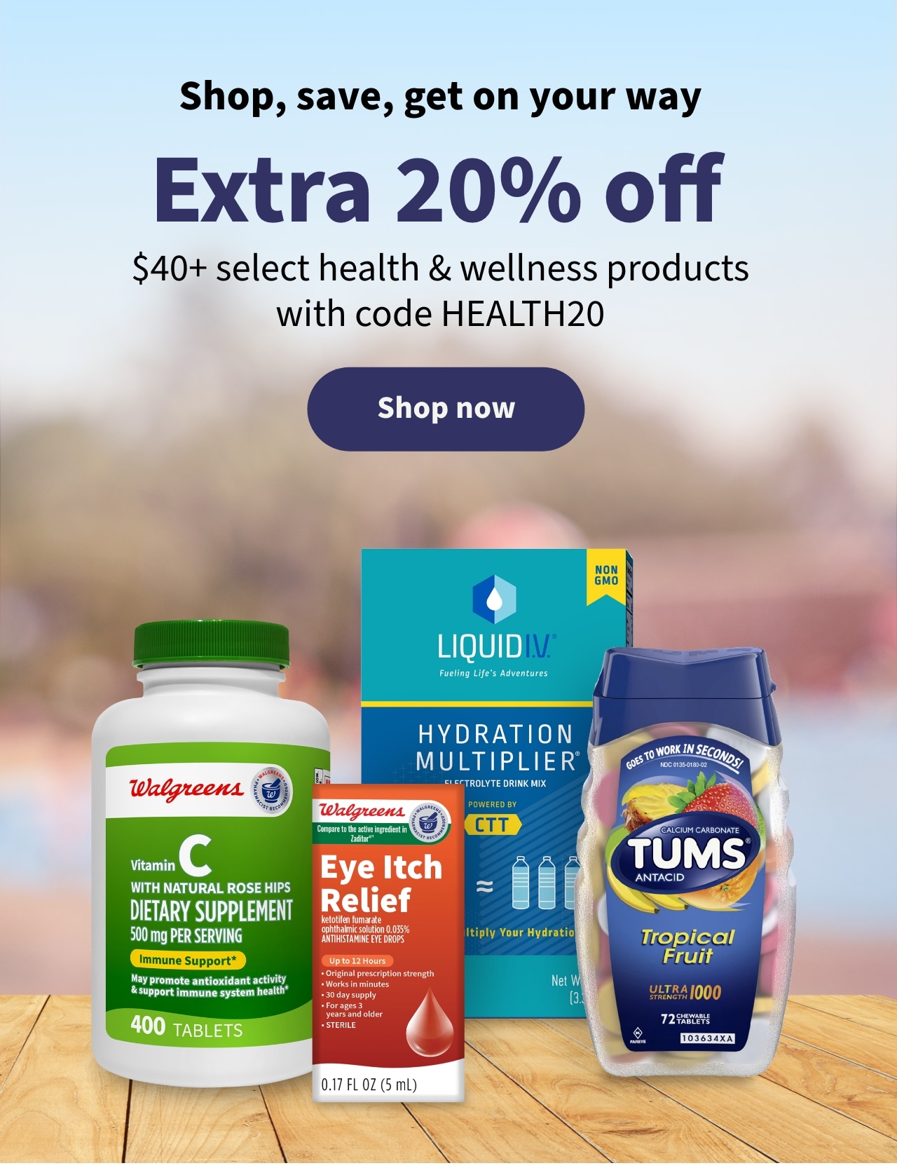 Extra 20% off $40+ health & wellness with code HEALTH20