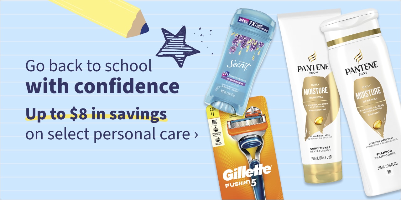 Up to $8 in savings on select personal care