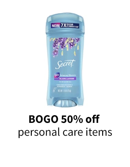 BOGO 50% off personal care items