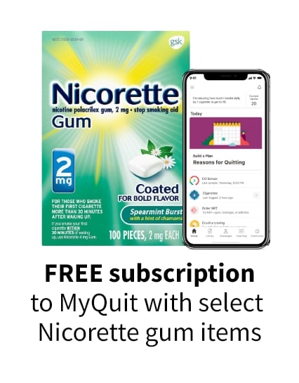 FREE Subscription to MyQuit with select Nicorette gum items
