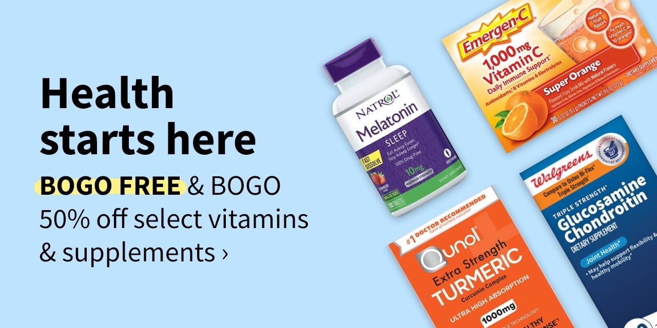 BOGO FREE & BOGO 50% off select vitamins and supplements