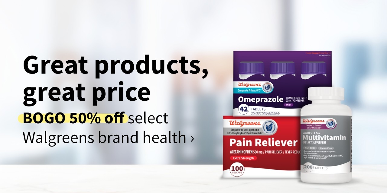 BOGO 50% off select Walgreens brand health