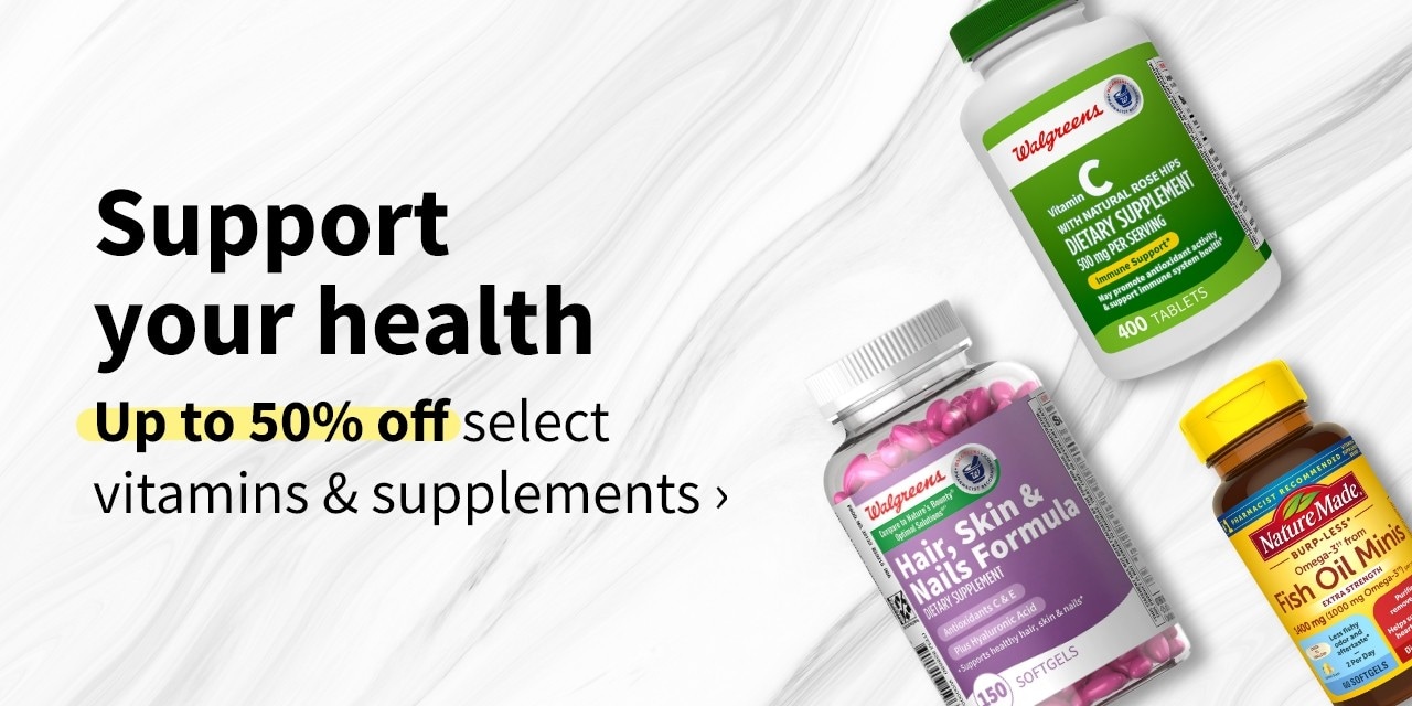 Up to 50% off select vitamins & supplements
