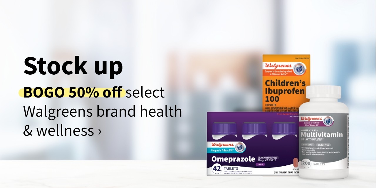 Stock up BOGO 50% off select Walgreens brand health & wellness products