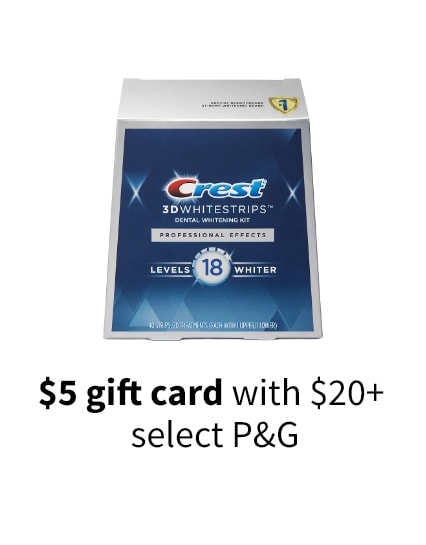 $5 gift card with $20+ select P&G
