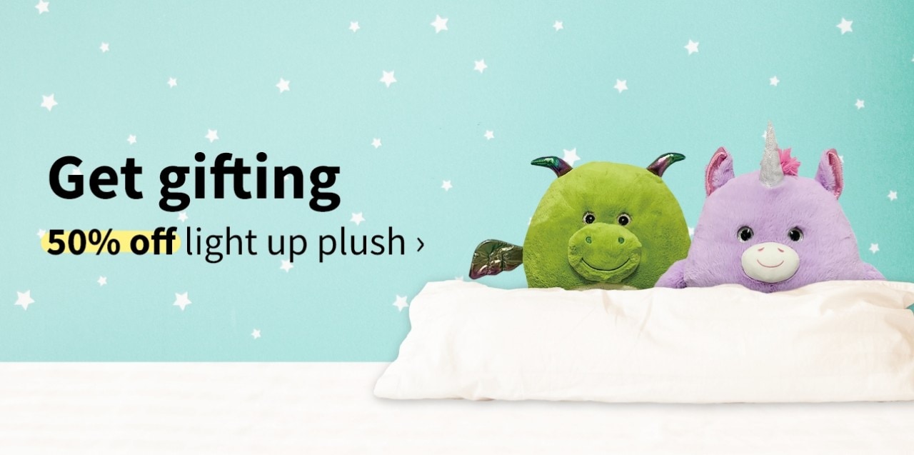 Get gifting 50% off light up plush