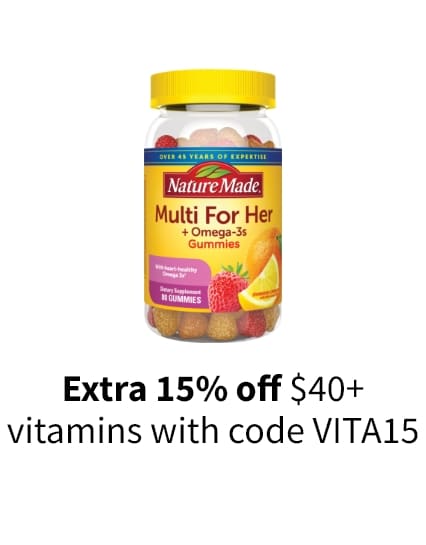 Extra 15% off $40+ vitamins with code VITA15