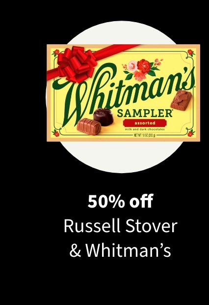 50% off Russell Stover & Whitmans
