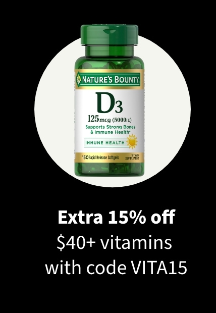 Extra 15% off $40+ vitamins with code VITA15