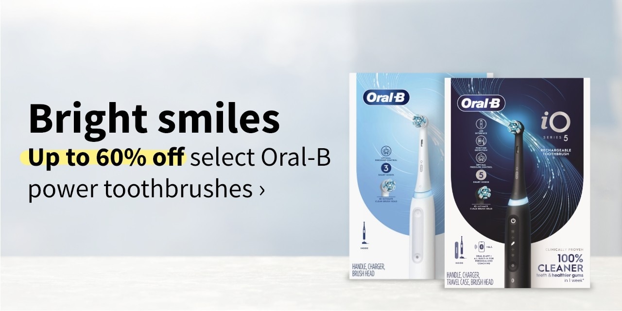 Bright smiles Up to 60% off select Oral-B power toothbrushes
