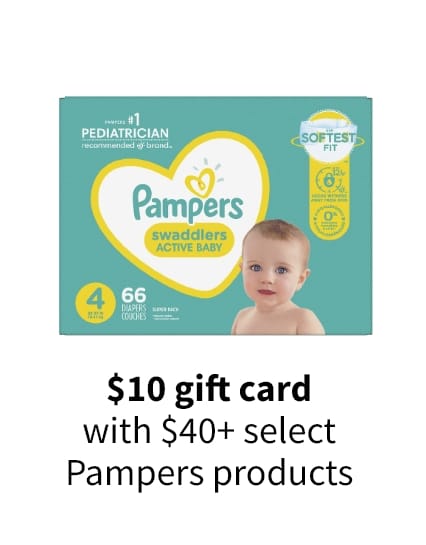 $10 gift card with $40+ select Pampers products