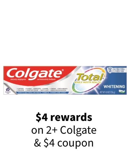 $4 rewards on 2+ Colgate & $4 coupon