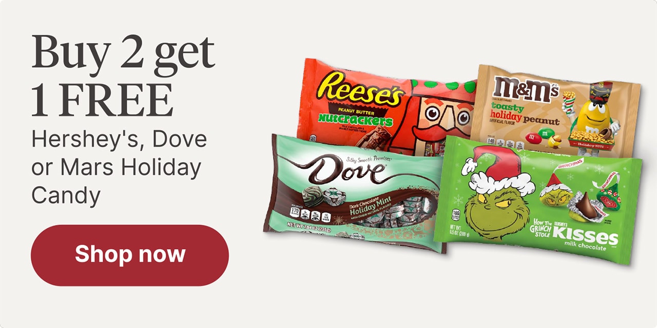 Buy 2 get 1 FREE Hershey's, Dove or Mars Holiday Candy