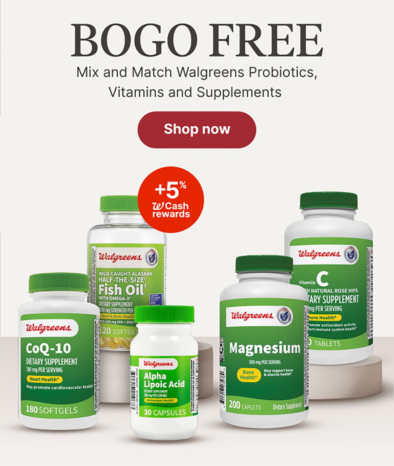 BOGO FREE Mix and Match Walgreens Probiotics, Vitamins and Supplements