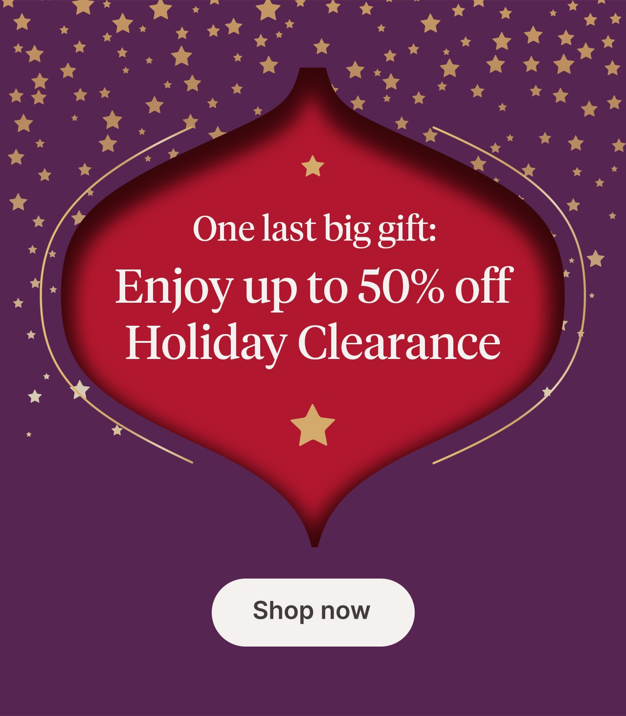Enjoy 50% off Holiday Clearance