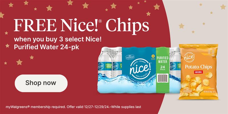 FREE Nice! Chips when you buy 3 select Nice! purified water 24-pk