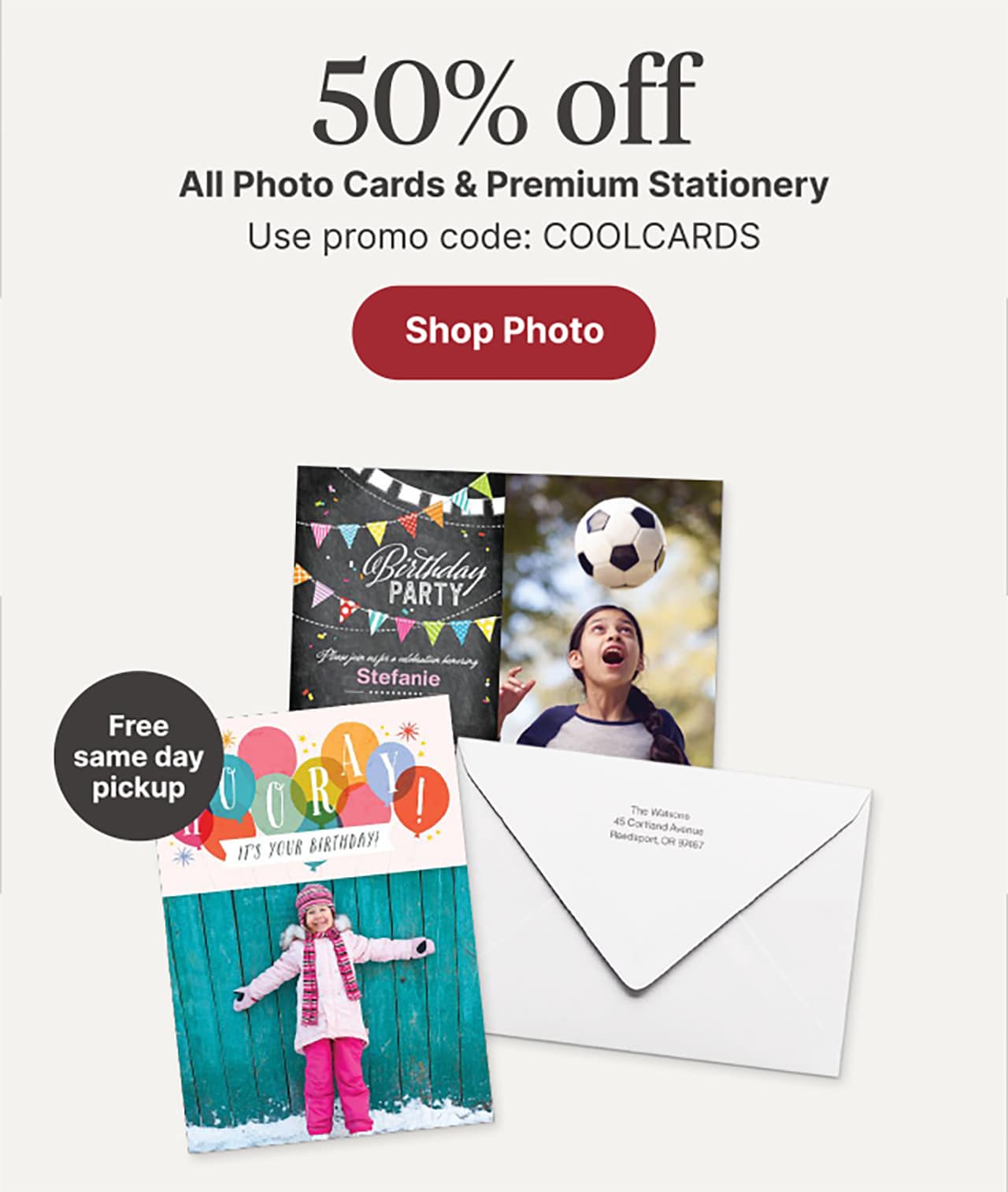 50% off all Photo Cards & Premium Stationery