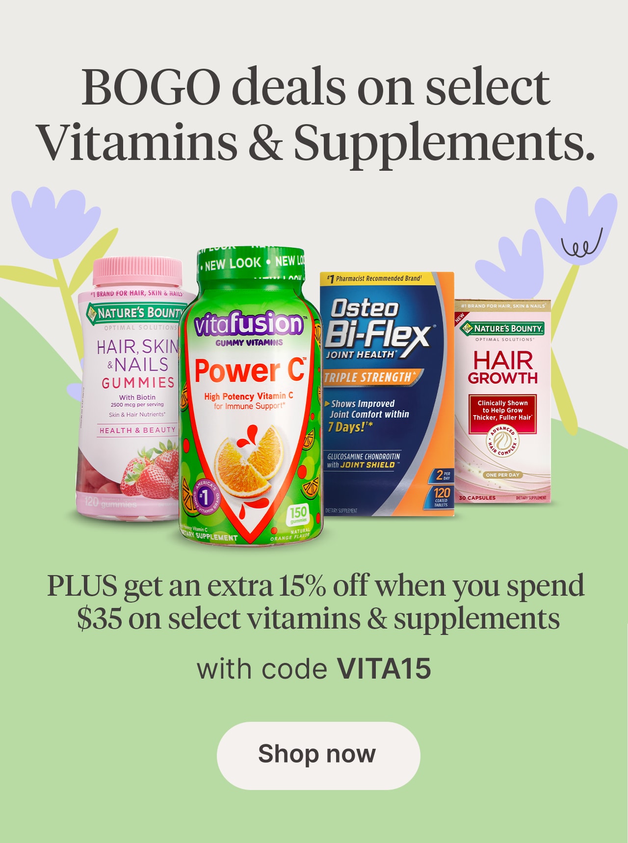 BOGO deals on select Vitamins & Supplements