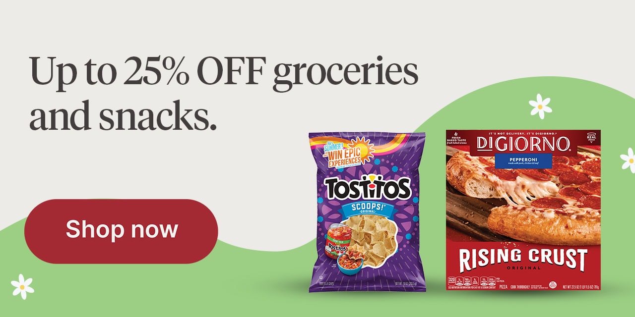 Up to 25% OFF groceries and snacks