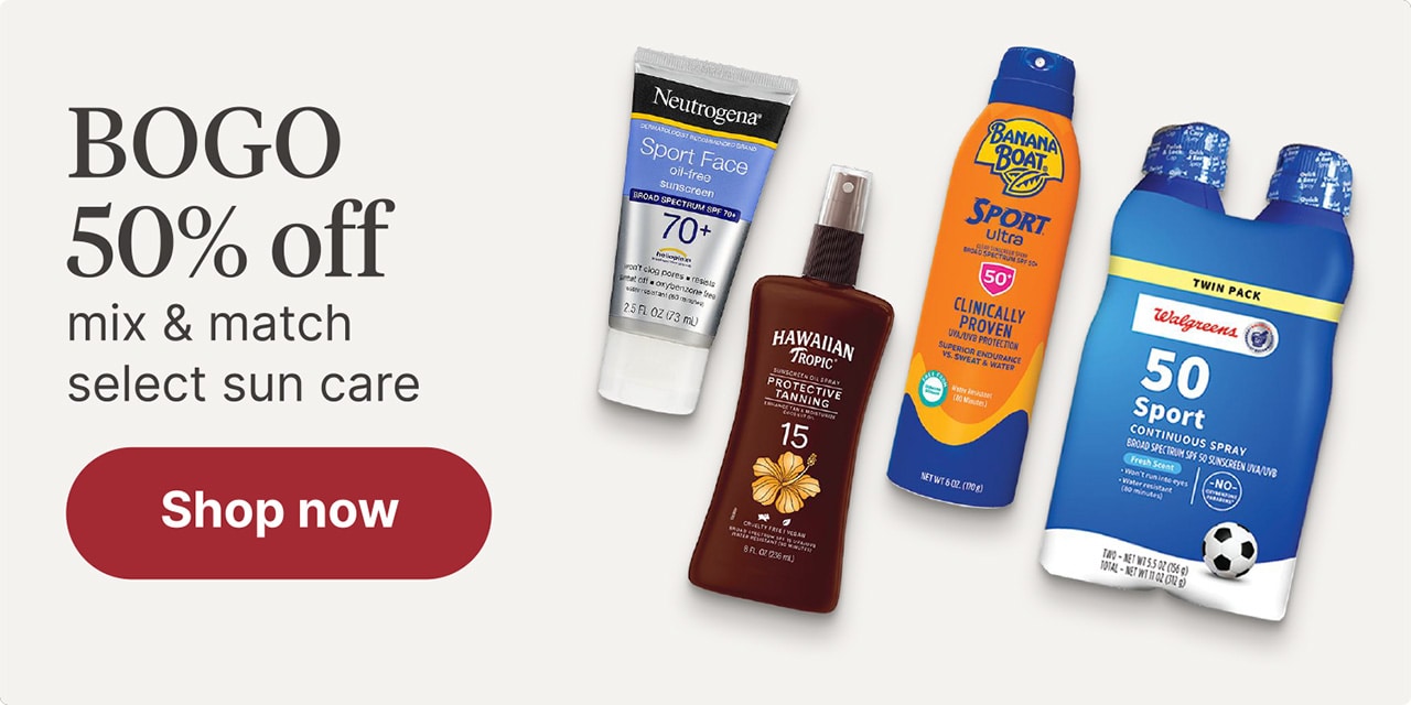BOGO 50% off mix & match sun care