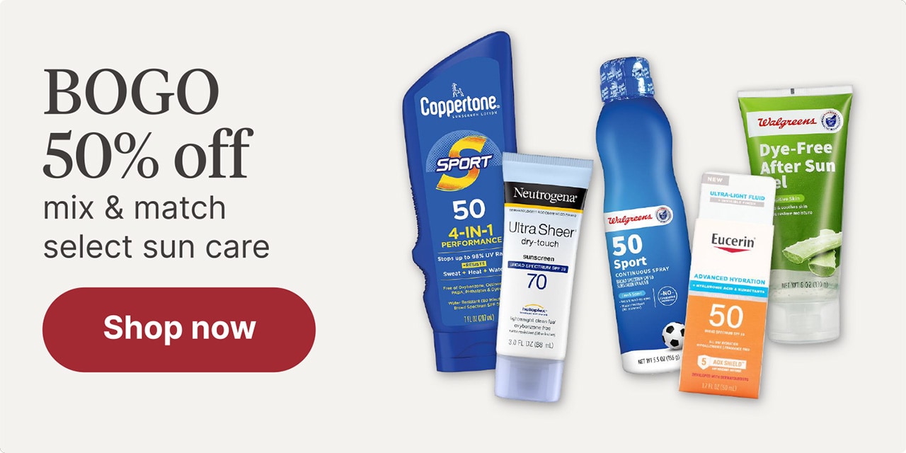 BOGO 50% off mix & match select sun care