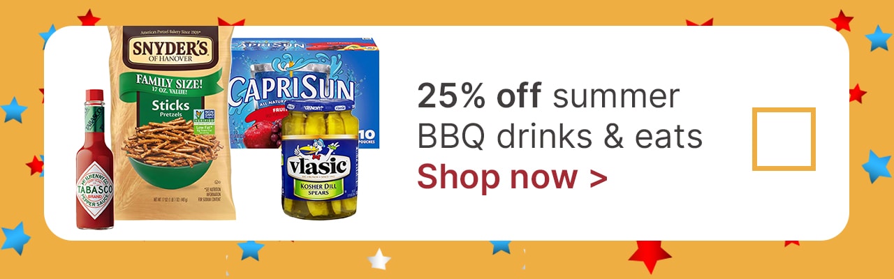 25% off summer BBQ drinks & eats