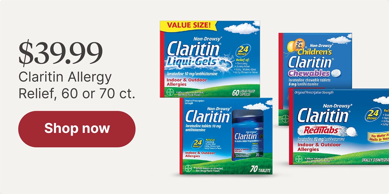$39.99 Claritin Allergy Relief, 60 to 70 ct.
