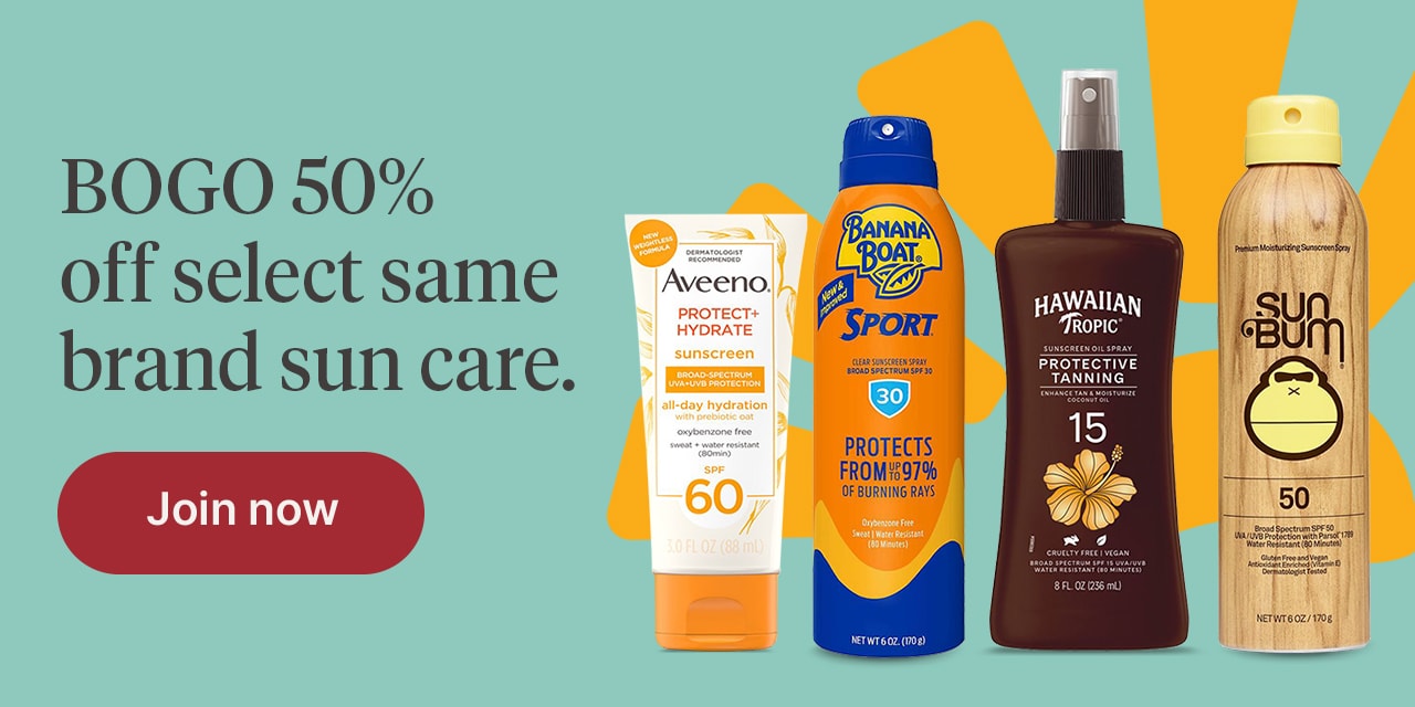 BOGO 50% off select same brand sun care