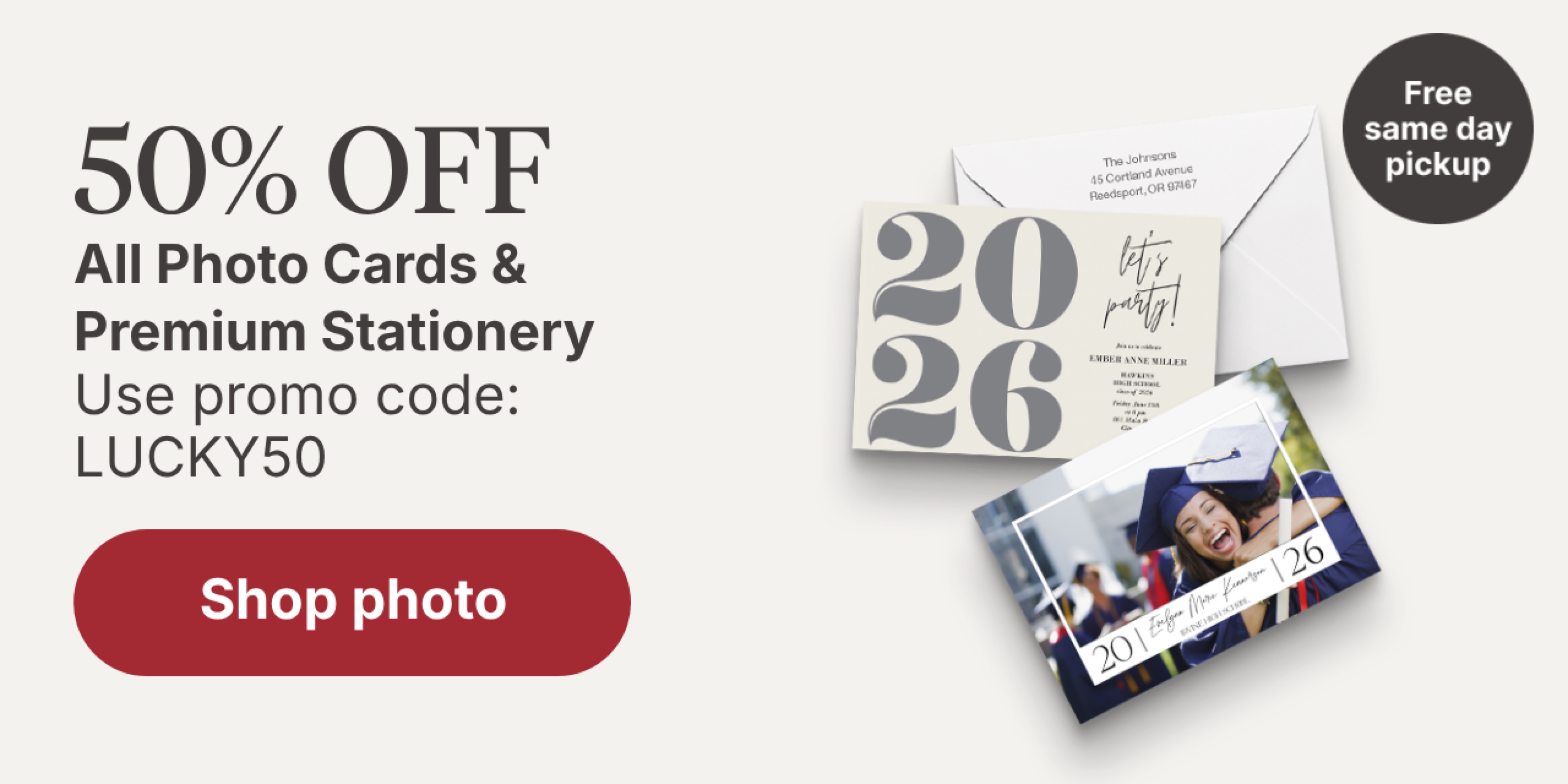 50% off All photo cards