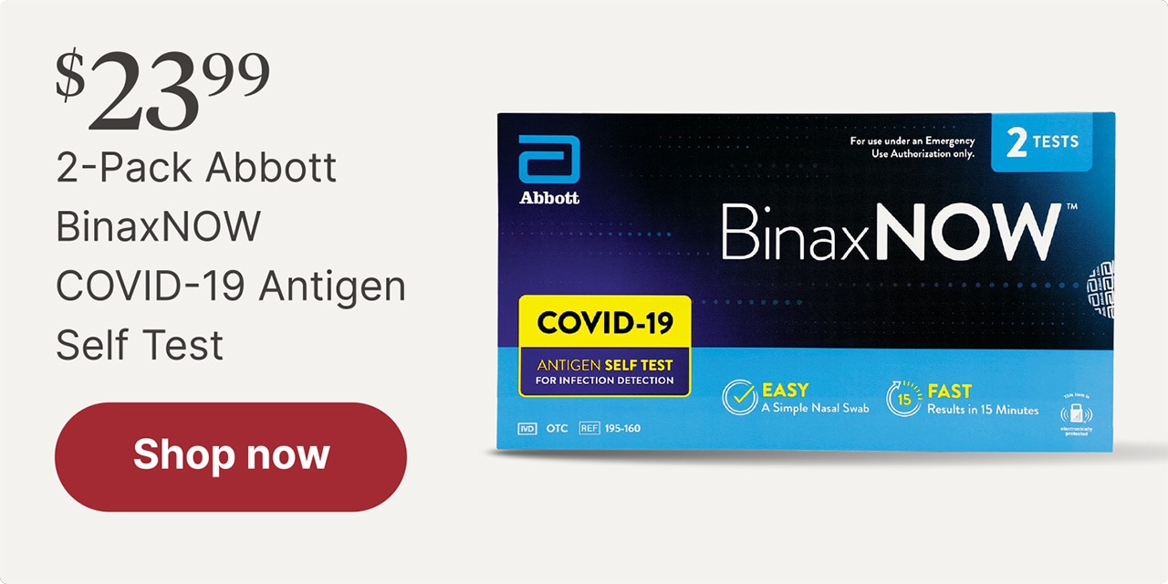 $23⁹⁹  2-Pack Abbott BinaxNOW COVID-19 Antigen Self Test