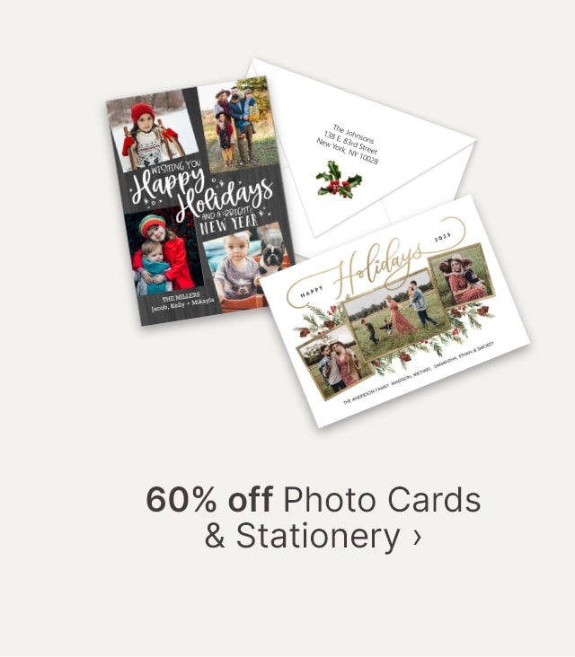 60% off Photo Cards & Stationery