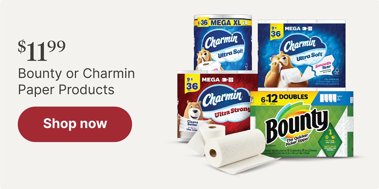 Bounty or Charmin Paper products