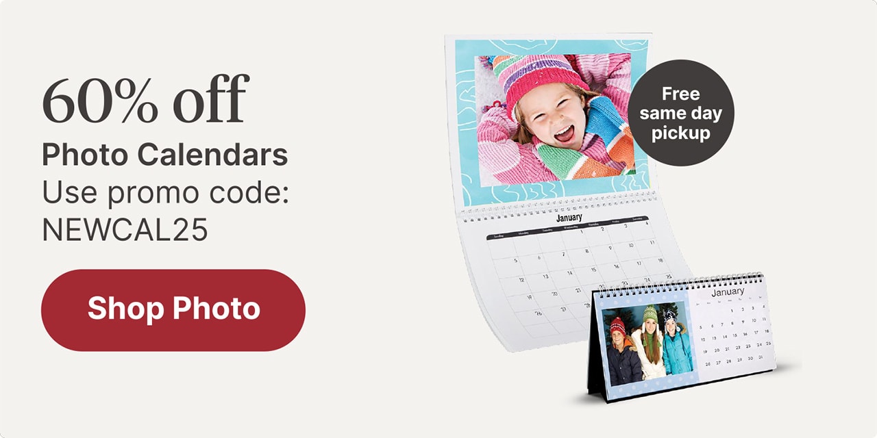 60% off Photo Calendars Use promo code: NEWCAL25