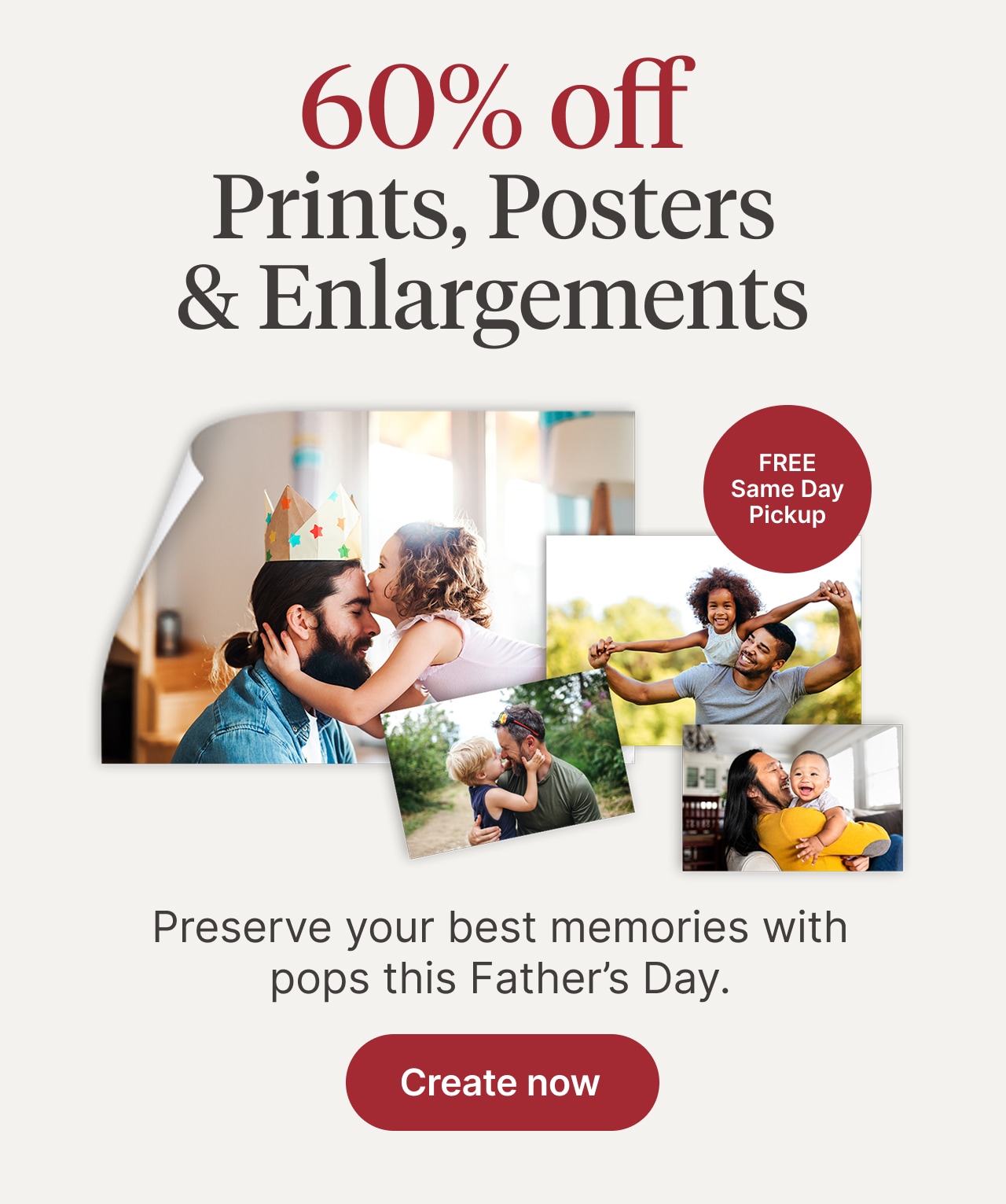60% off Prints, posters & Enlargements