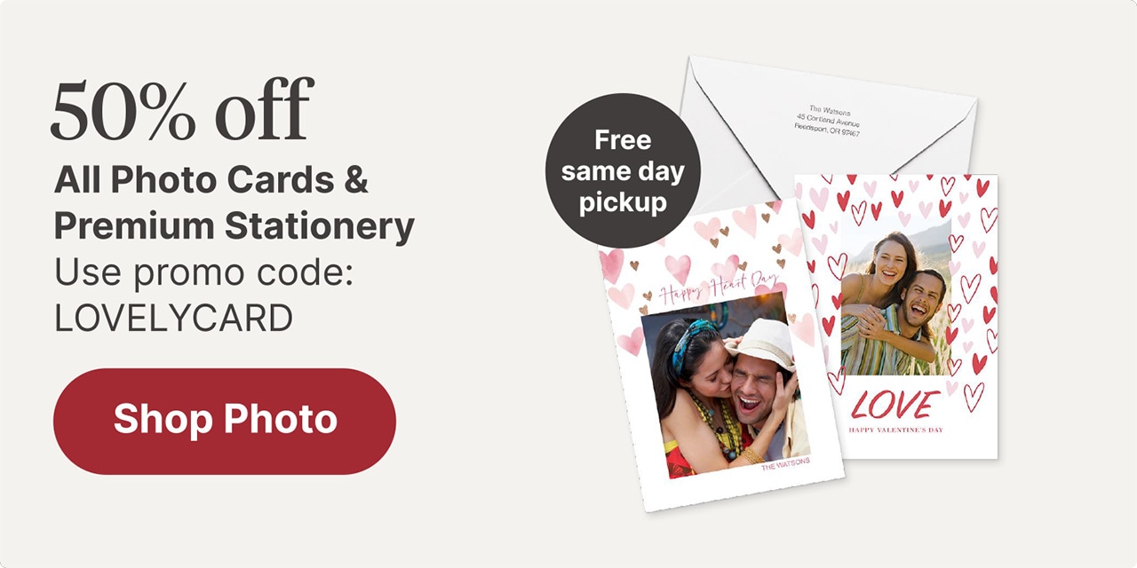50% off all Photo Cards & Premium Stationery