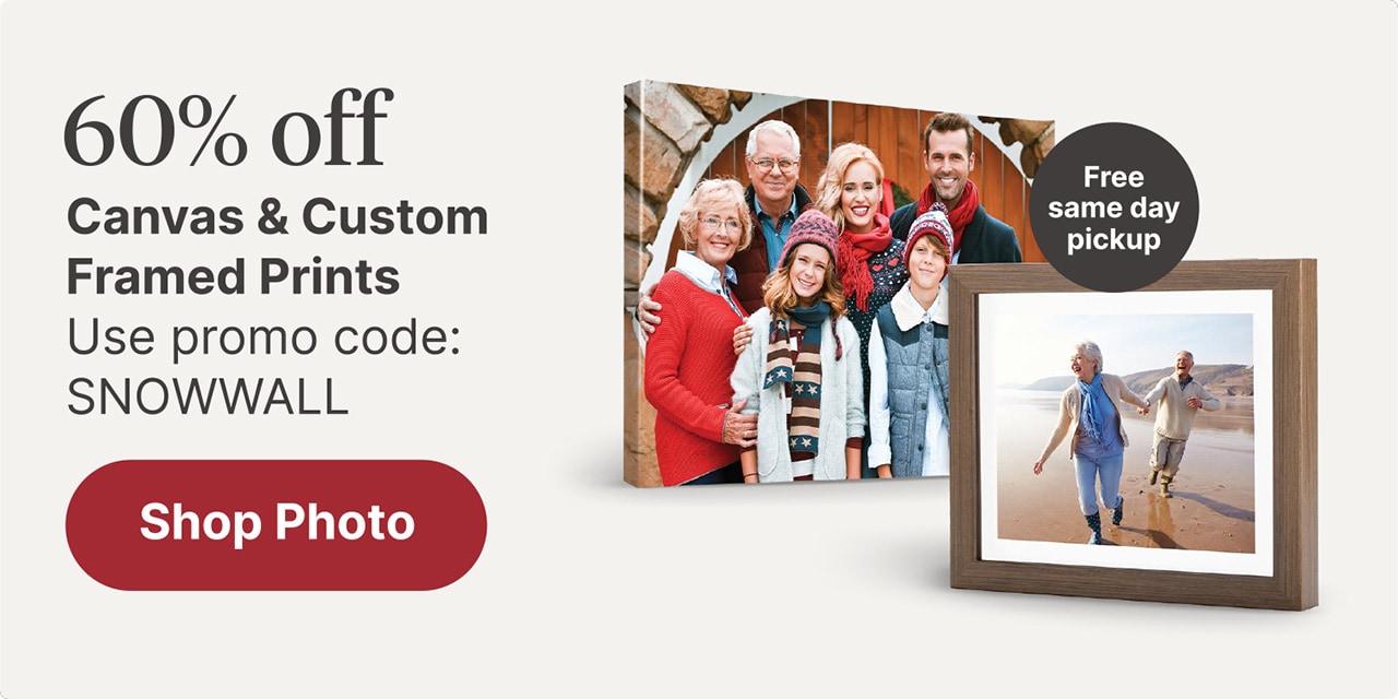 60% off canvas & custom framed prints