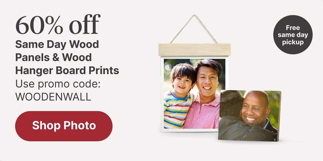 60% off Same Day Wood Panels & Wood Hanger Board Prints